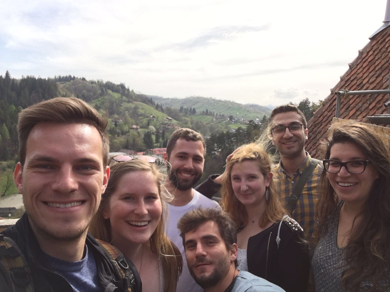 The organizers enjoying Dracula's Castle at the end of the field trip